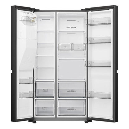 Hisense 632L Side-by-Side Fridge Freezer with Ice & Water Dispenser - Black
