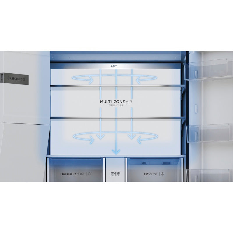 Haier 601L Quad Door Fridge Freezer with Ice & Water Dispenser - Satina
