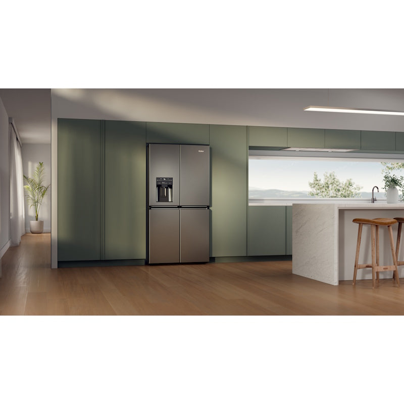 Haier 601L Quad Door Fridge Freezer with Ice & Water Dispenser - Satina