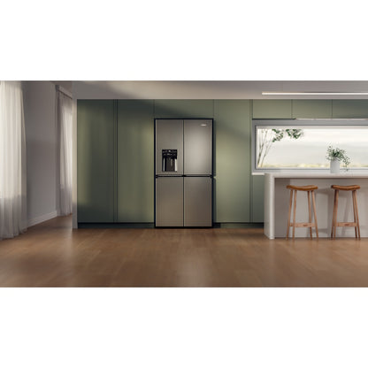 Haier 601L Quad Door Fridge Freezer with Ice & Water Dispenser - Satina