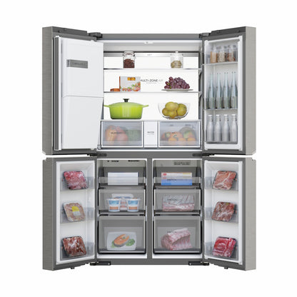 Haier 601L Quad Door Fridge Freezer with Ice & Water Dispenser - Satina