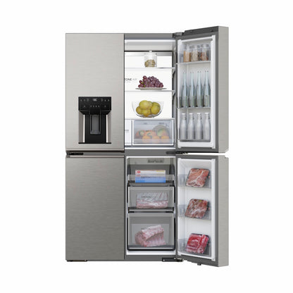 Haier 601L Quad Door Fridge Freezer with Ice & Water Dispenser - Satina