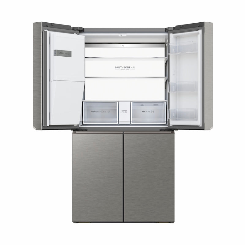 Haier 601L Quad Door Fridge Freezer with Ice & Water Dispenser - Satina