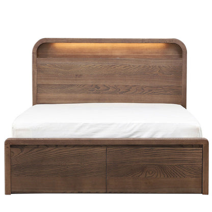 Karvia Walnut Queen Gaslift Bed with Storage