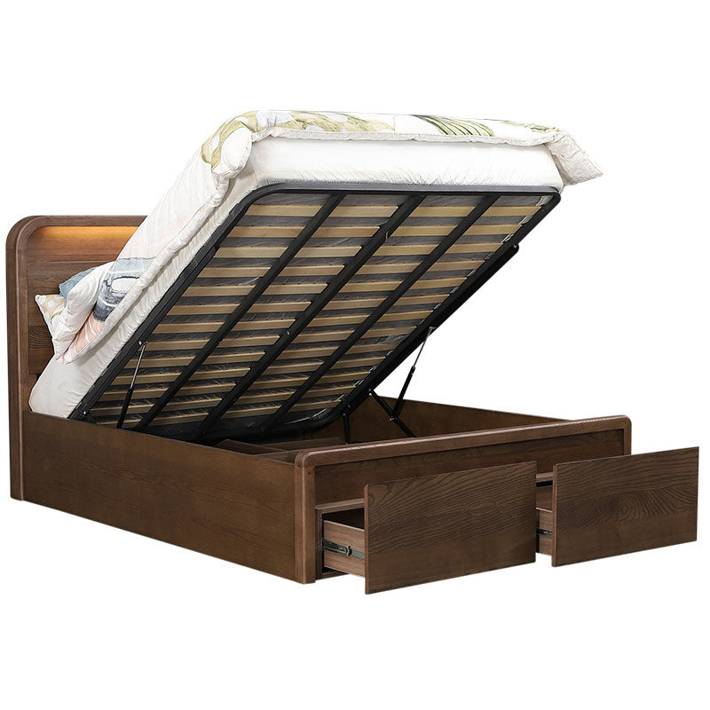 Karvia Walnut Queen Gaslift Bed with Storage