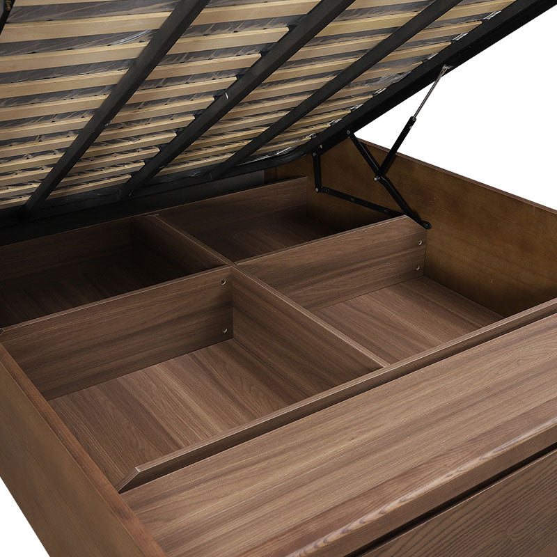 Karvia Walnut Queen Gaslift Bed with Storage
