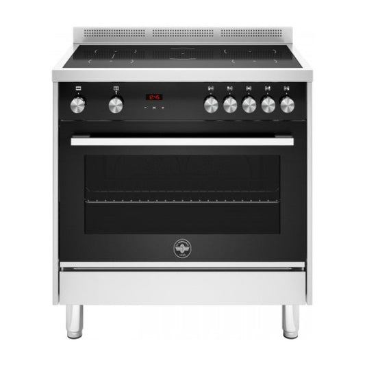 La Germania 90cm Freestanding Oven with Induction Cooktop - Black & Stainless Steel