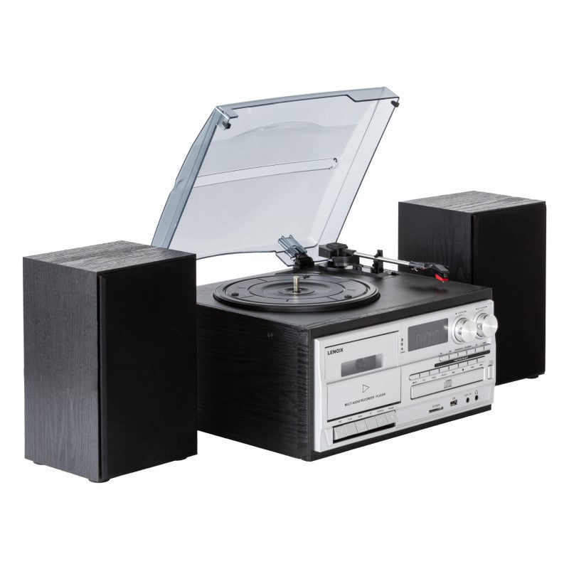 Lenoxx Home Entertainment System with Turntable/CD/Dual Cassette - Black