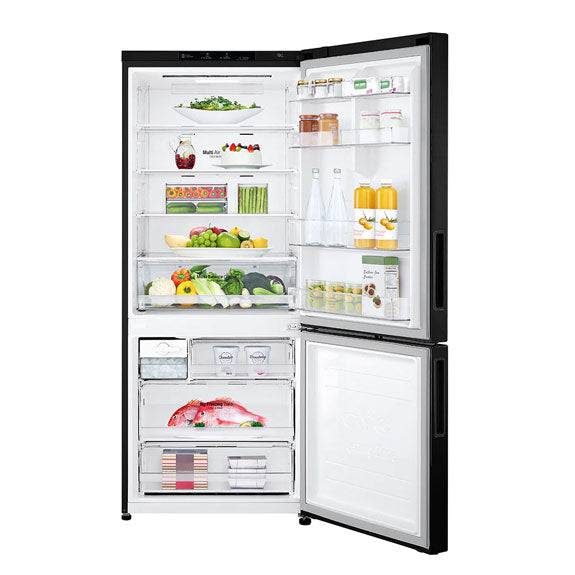 LG 420L Bottom Mount Fridge Freezer - Black Steel