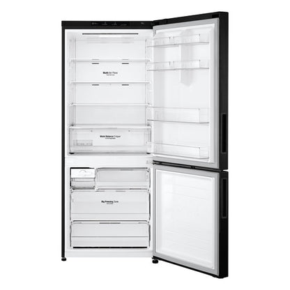 LG 420L Bottom Mount Fridge Freezer - Black Steel