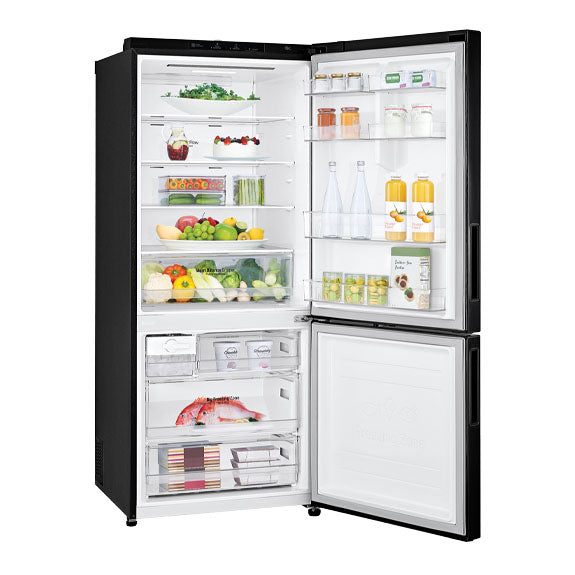 LG 420L Bottom Mount Fridge Freezer - Black Steel