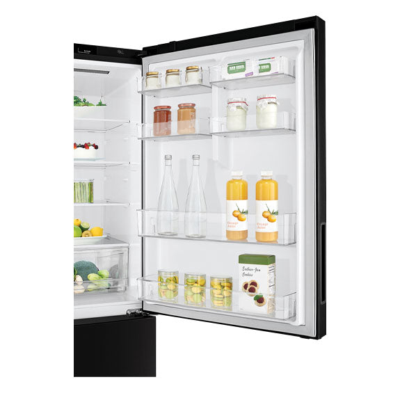 LG 420L Bottom Mount Fridge Freezer - Black Steel