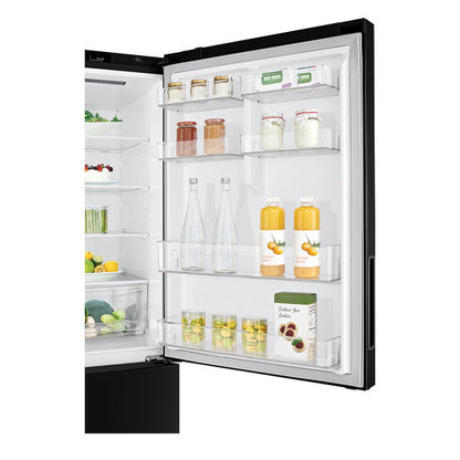LG 420L Bottom Mount Fridge Freezer - Black Steel