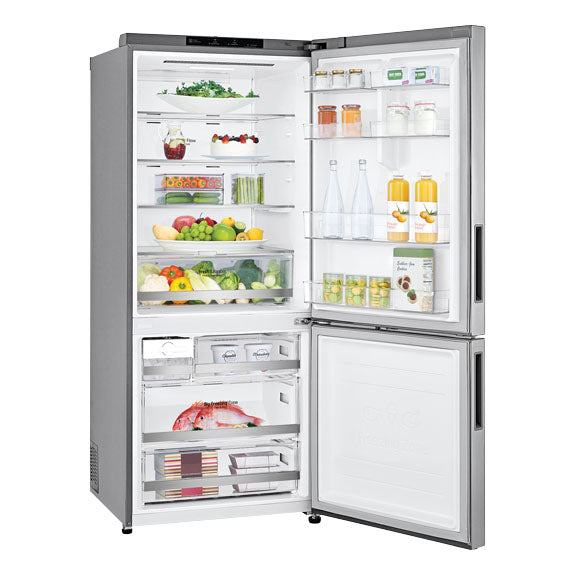 LG 420 Litre Bottom Mount Refrigerator - Stainless Steel