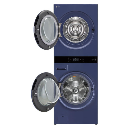 LG 19kg + 10kg Smart AI WashTower All-In-One Stacked Washer Dryer Combo - Navy Blue