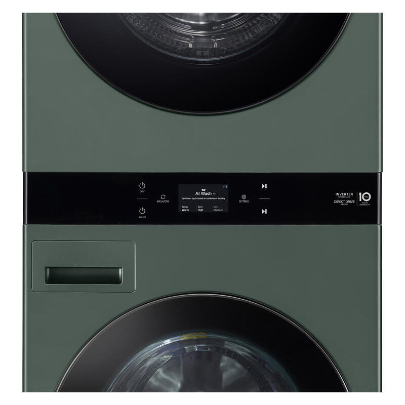 LG 19kg + 10kg Smart AI WashTower All-In-One Stacked Washer Dryer Combo - Forest Green