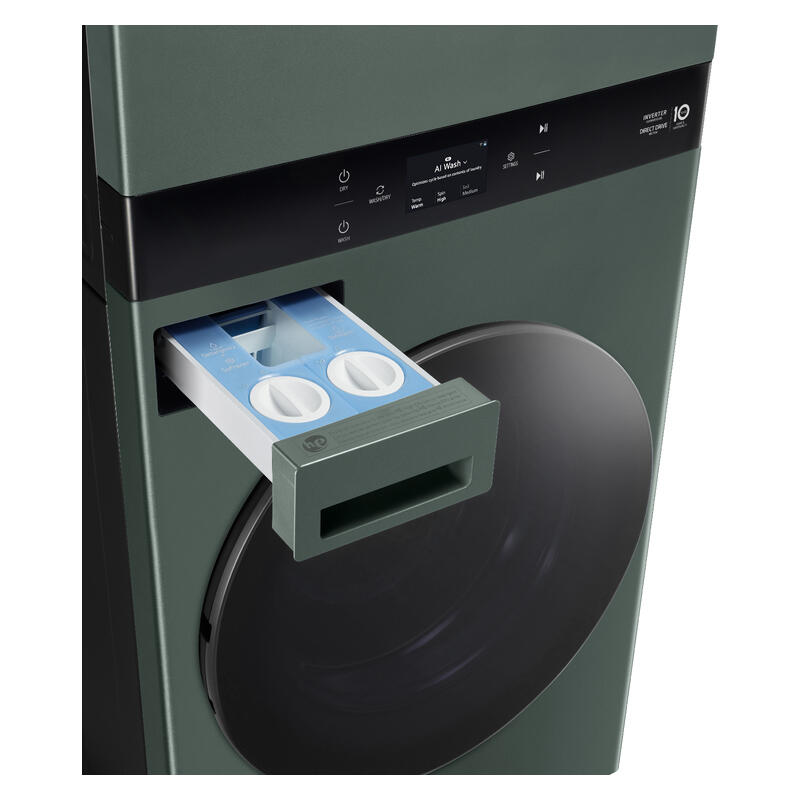 LG 19kg + 10kg Smart AI WashTower All-In-One Stacked Washer Dryer Combo - Forest Green