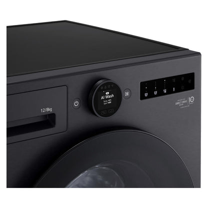 LG 12kg + 8kg Smart AI Front Load Washing Machine and Dryer Combo – Matte Black (Series 10)