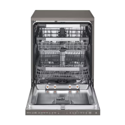 LG 60cm QuadWash TrueSteam Freestanding Dishwasher - Black Stainless Steel