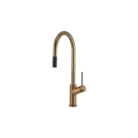 Oliveri Vilo Pull Out Mixer Tap - Natural Brass