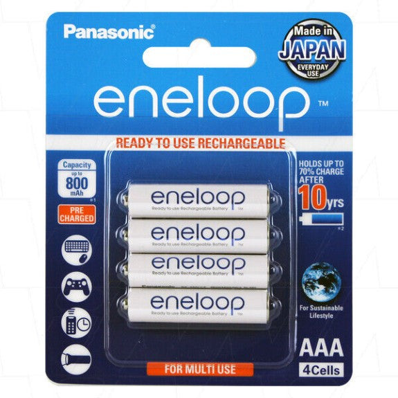 Panasonic 4 Pack Eneloop AAA Rechargable Batteries