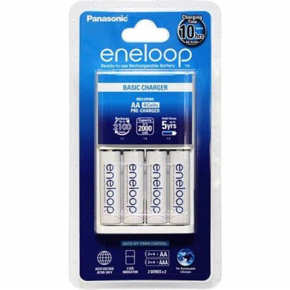 Panasonic Battery Charger with 4 Pack AA Eneloop Batteries