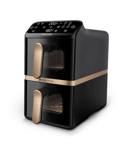 Philips 10L Stacked Dual-Basket Air Fryer - Black (4000 Series | NA462/70)