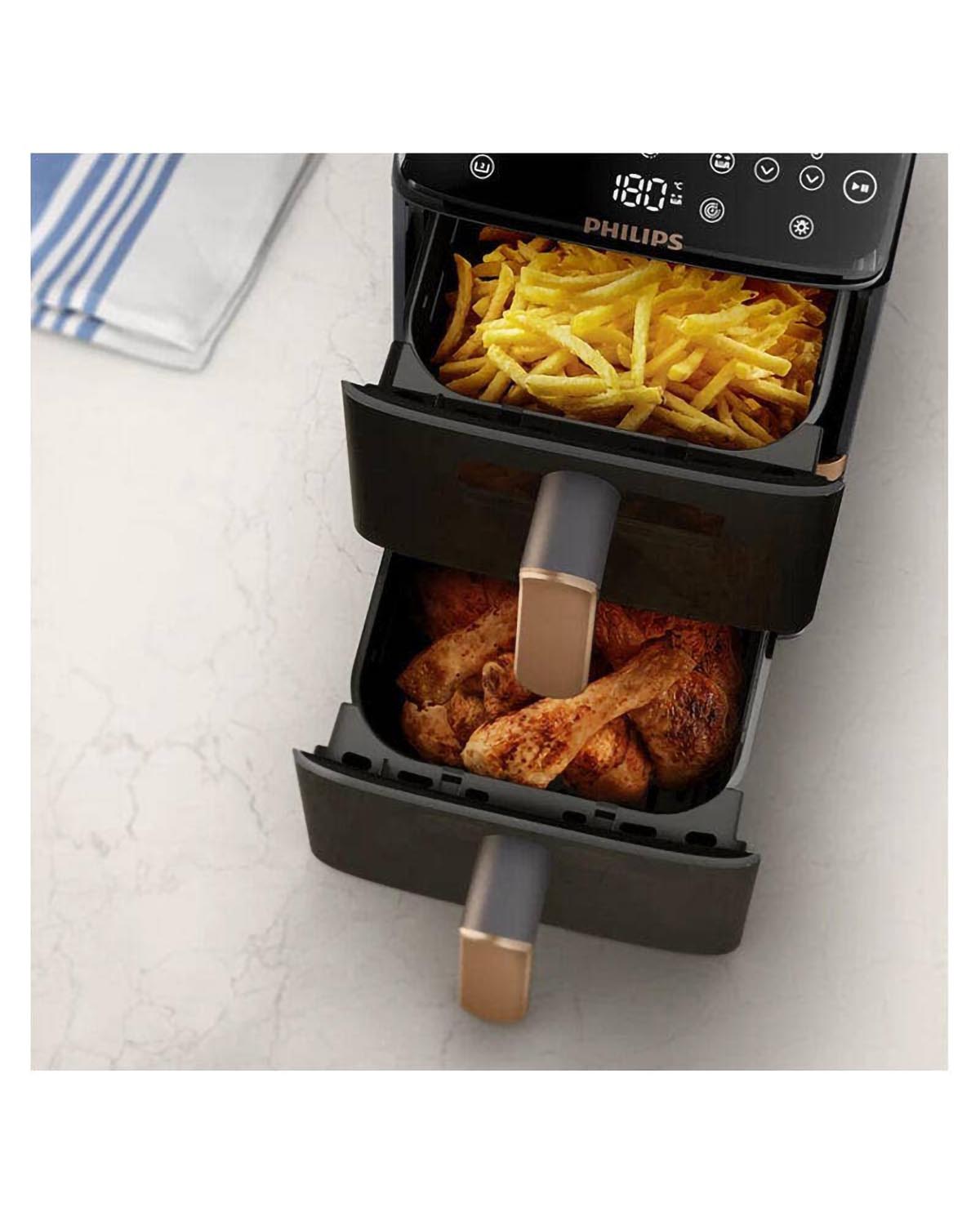 Philips 10L Stacked Dual-Basket Air Fryer - Black (4000 Series | NA462/70)