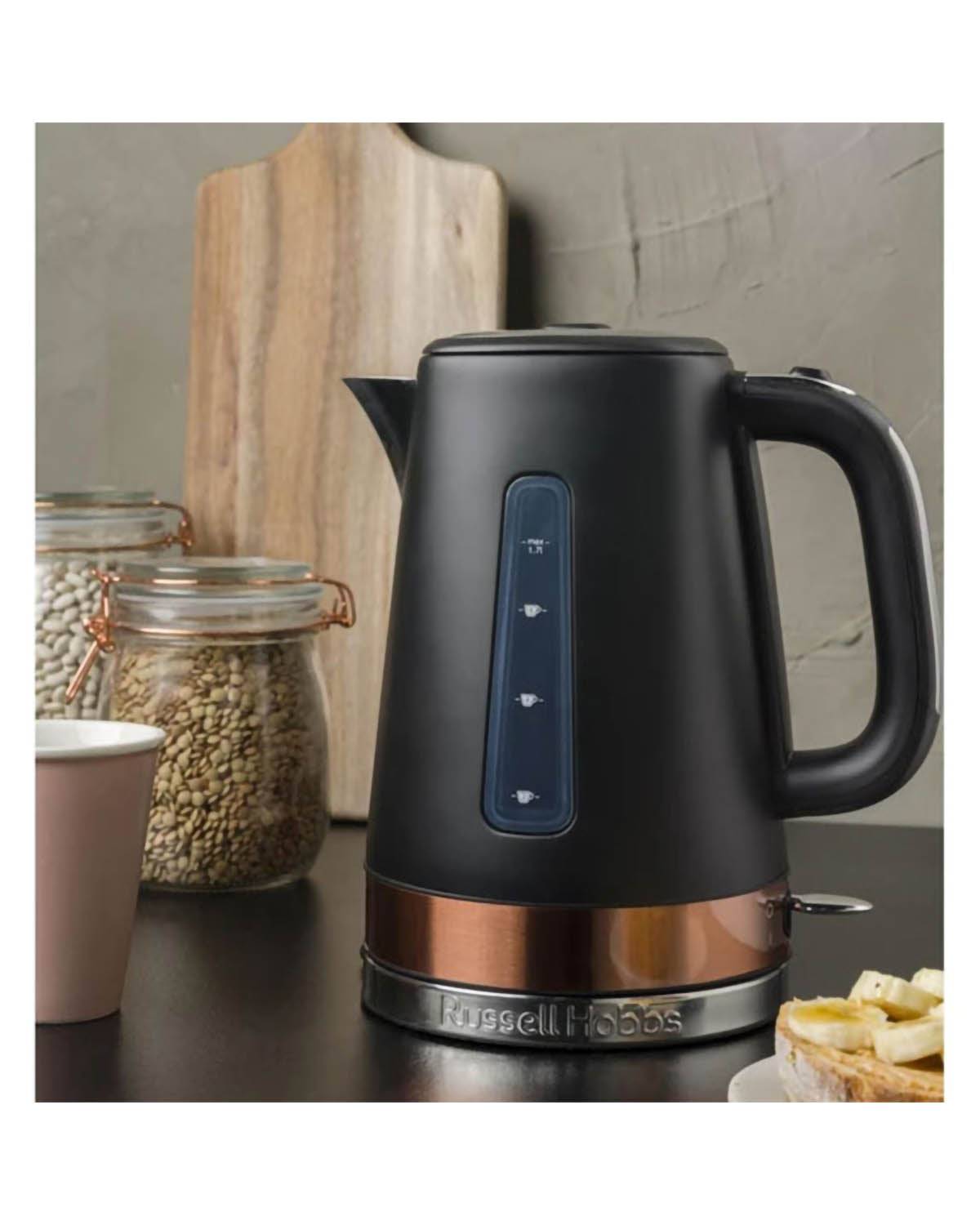 Russell Hobbs 1.7 Litre Brooklyn Kettle - Black with Copper Details