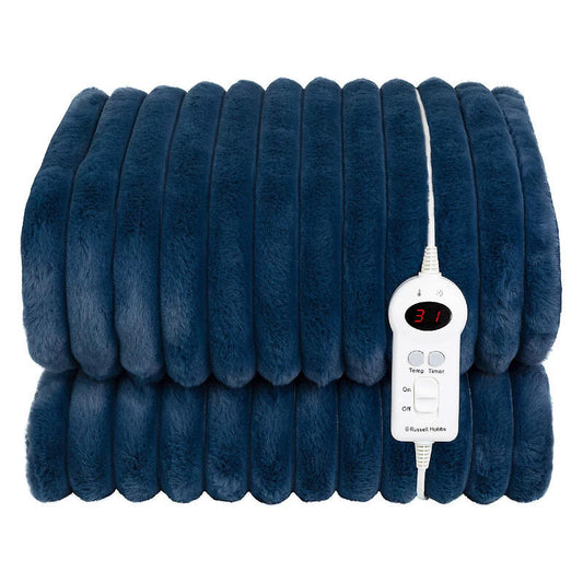 Russell Hobbs Microfleece Heated Throw - Navy