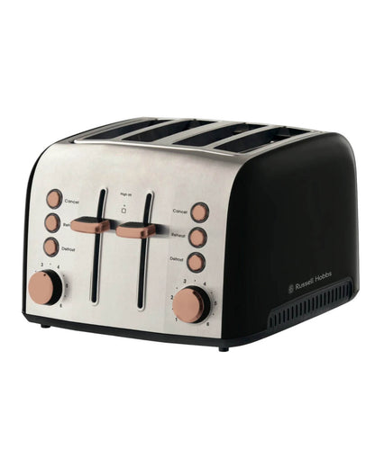 Russell Hobbs Brooklyn 4 Slice Toaster - Black with Copper Details