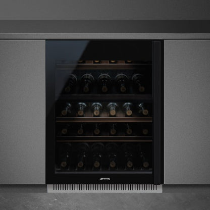 Smeg Dolce Stil Novo Left Hand Built-In Wine Cooler - Black
