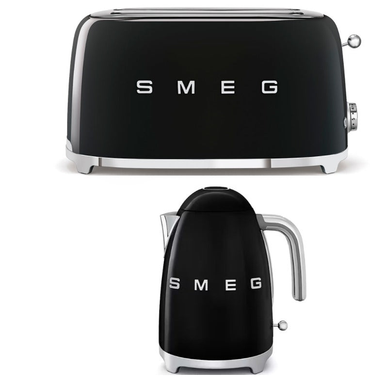 Smeg 50's Retro Style Kettle & 4 Slice Toaster Pack - Black