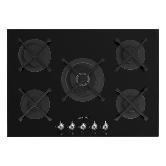 Smeg 72cm Classic Gas on Glass Hob - Black