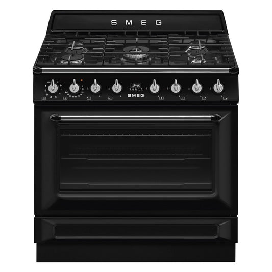 Smeg 90cm Victoria Dual Fuel Pyro Freestanding Cooker - Black