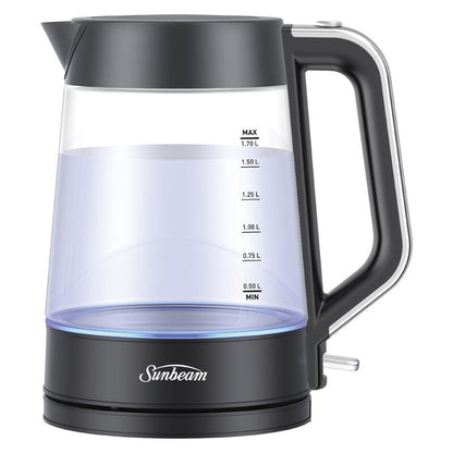 Sunbeam 1.7L Black Classics Glass Kettle
