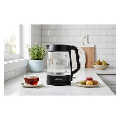 Sunbeam 1.7L Black Classics Glass Kettle
