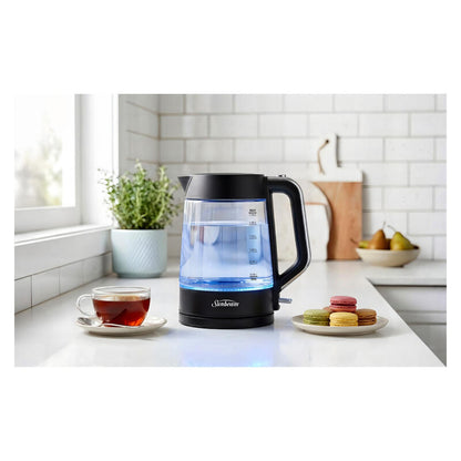 Sunbeam 1.7L Black Classics Glass Kettle