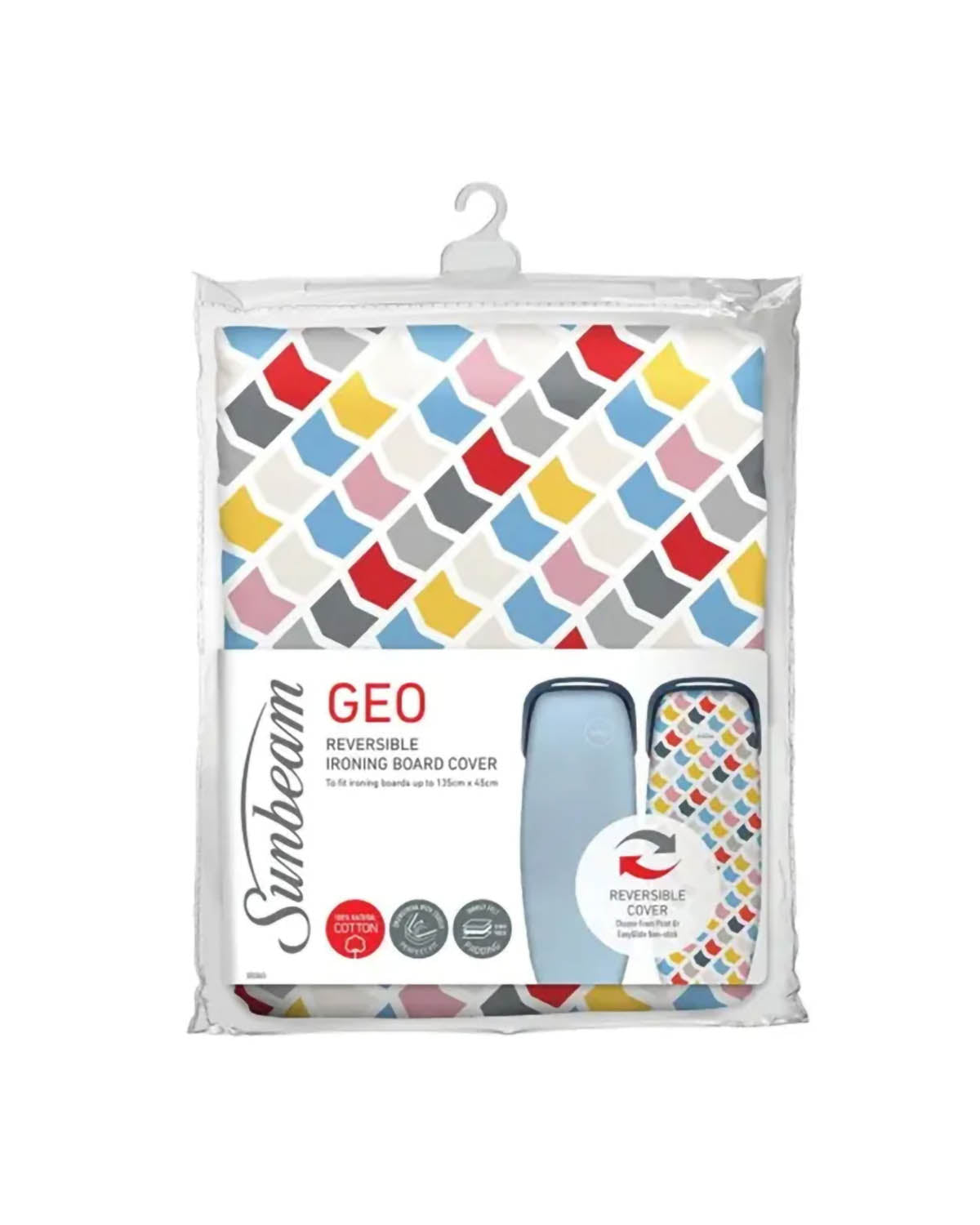 Sunbeam Geo Print Reversible Ironing Board Cover