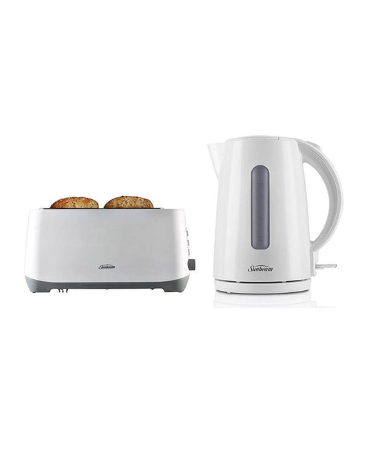 Sunbeam White TAP0003WH Toaster & KEP0007WH Kettle Bundle