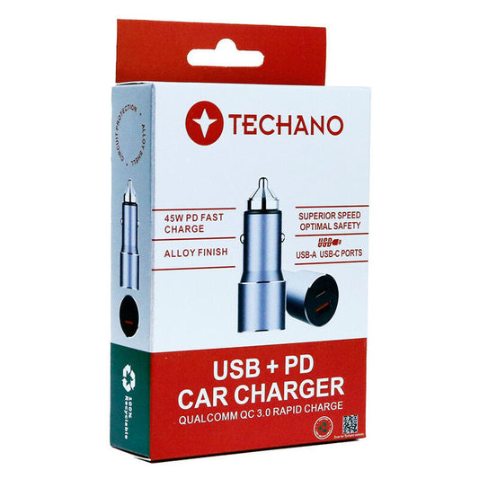 TECHANO TECHANO USB + PD CAR CHARGER 3.0 RAPID CHARGE