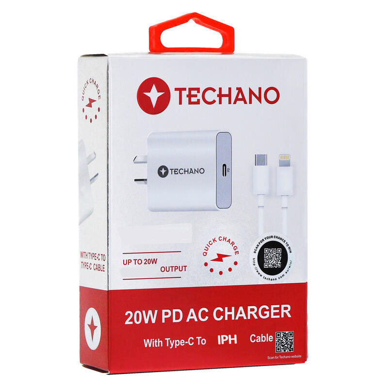 Techano 20W PD AC Charger with Type-C to IPH Cable