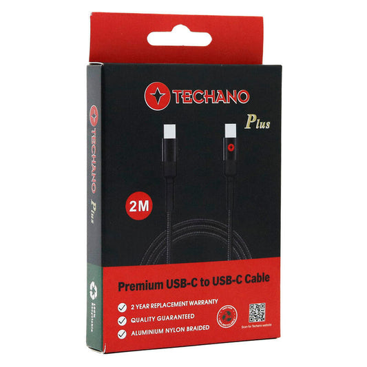 Techano Plus 2M Premium USB-C to USB-C Cable - Graphite