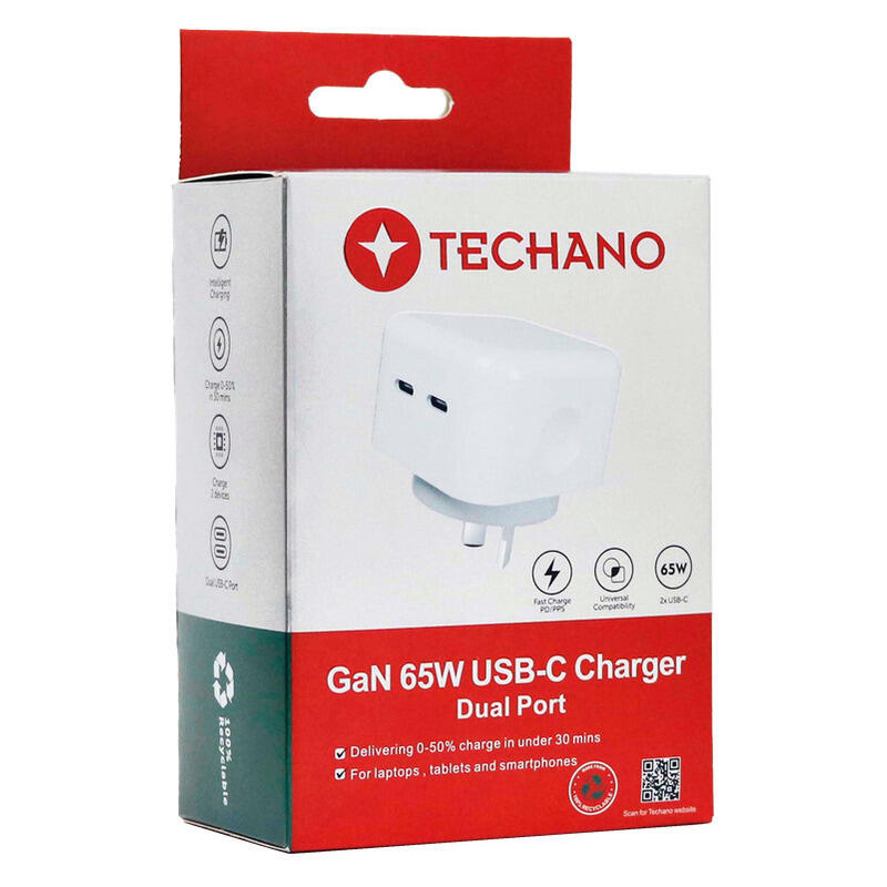 Techano GaN 65W USB-C Charger Dual Port