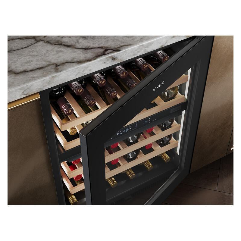 Vintec 40 Bottle Dual Zone Wine Fridge Cabinet - Black