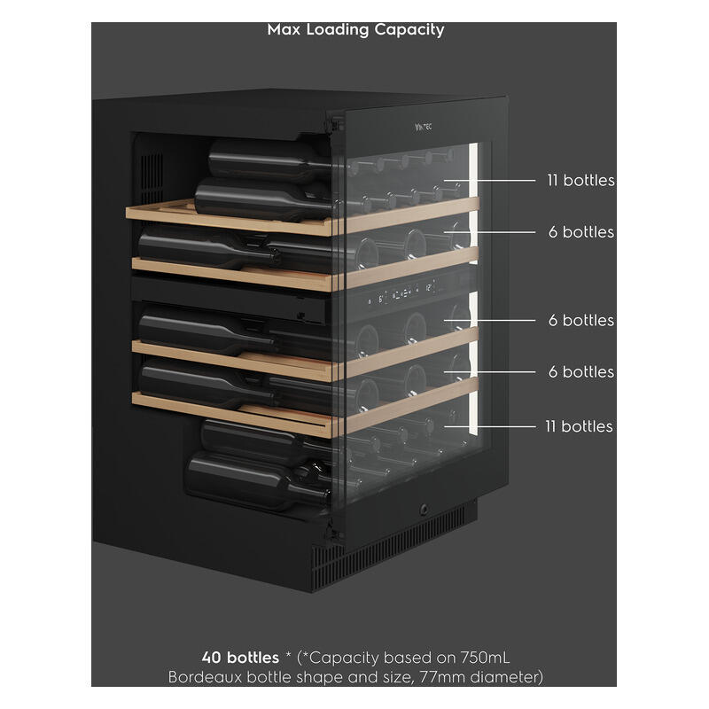 Vintec 40 Bottle Dual Zone Wine Fridge Cabinet - Black