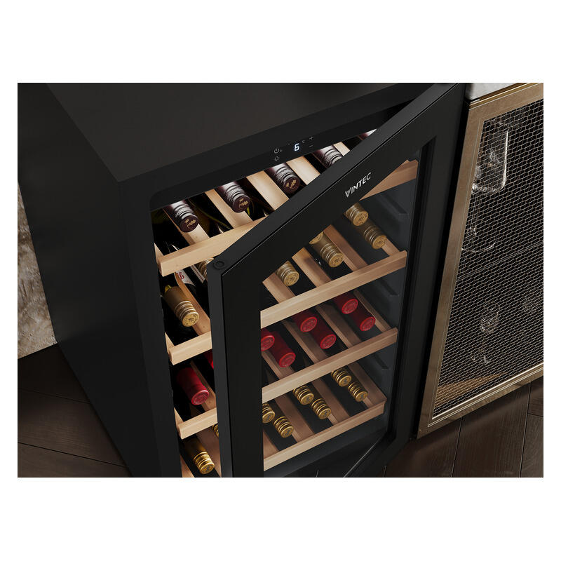 Vintec 35 Bottle Under-Counter Wine Fridge Cabinet - Black