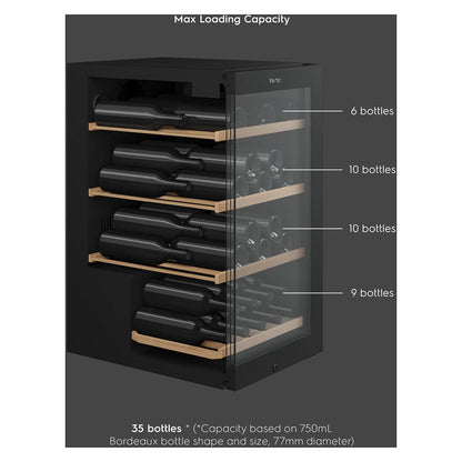 Vintec 35 Bottle Under-Counter Wine Fridge Cabinet - Black