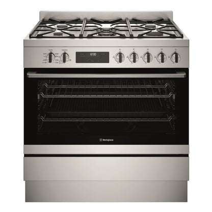 Westinghouse 90cm Dual Fuel Freestanding Oven with 5-Burner Gas Cooktop - Stainless Steel