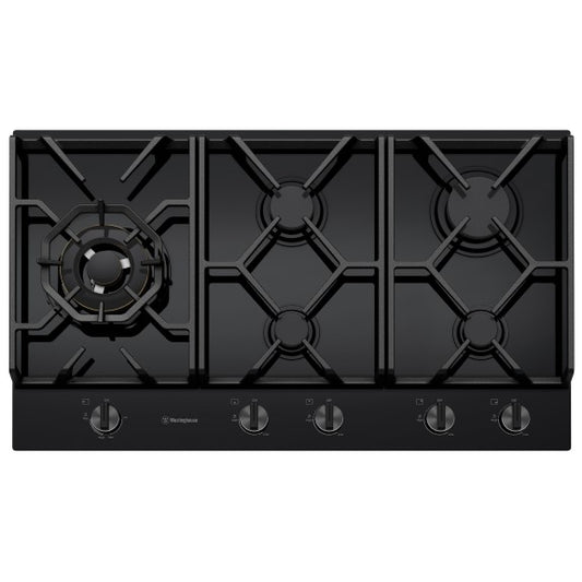 Westinghouse 90cm 5 Burner Gas Cooktop - Black Ceramic